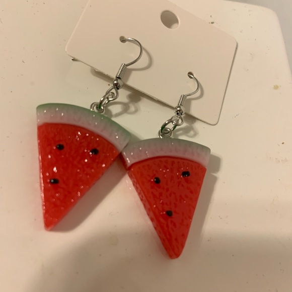 Adorable watermelon slice earrings for pierced ears. - Picture 2 of 5